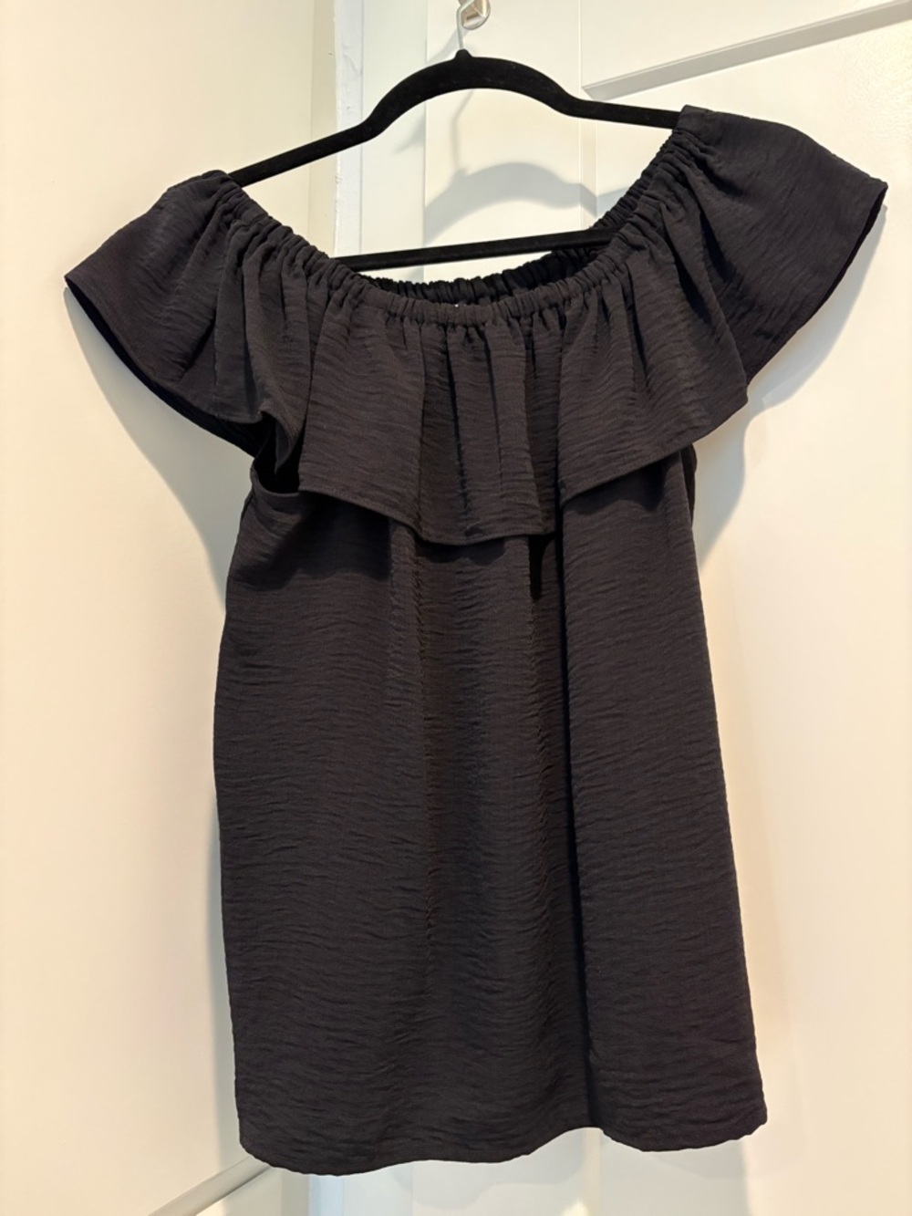 Nine West Black Ruffle Off-Shoulder Top
